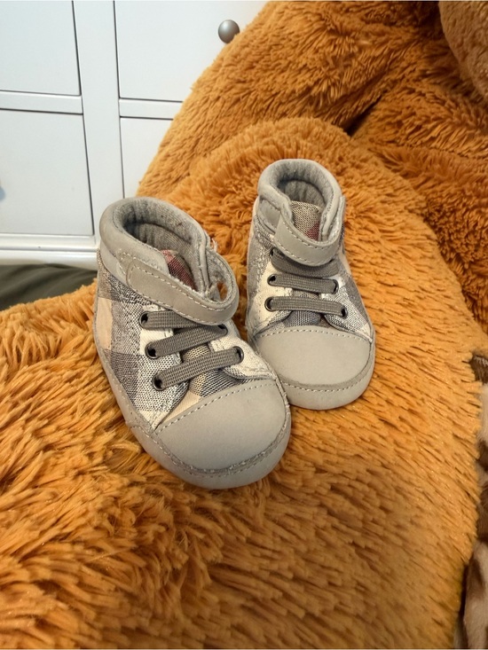Burberry Other - Burberry Gray Plaid Baby High-Top Sneakers